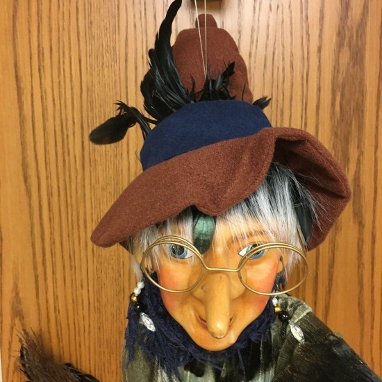 NEW Halloween Fall Hanging Witch On A Broom Stick