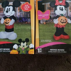 Halloween Disney 5 ft Minnie & Mickey Mouse Pumpkin  LED Airblown Inflatables