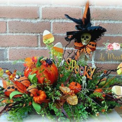 Lighted Halloween Arrangement Floral Centerpiece Spooky Home Decor NEW