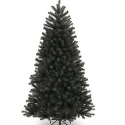 Black Artificial Christmas Spruce Tree Decor Halloween Stand 7.5 Ft. Metal NEW