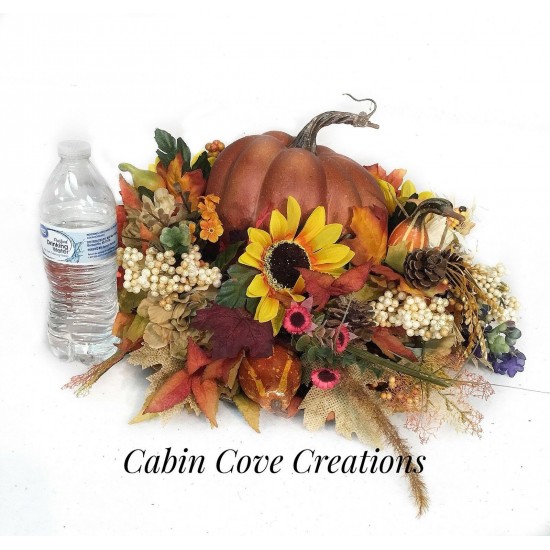 Rustic Pumpkin Fall Floral Arrangement Thanksgiving Centerpiece Custom Design