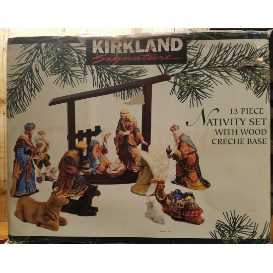 Christmas Kirkland Signature 12-Piece Porcelain Nativity (75177) Wood Creche