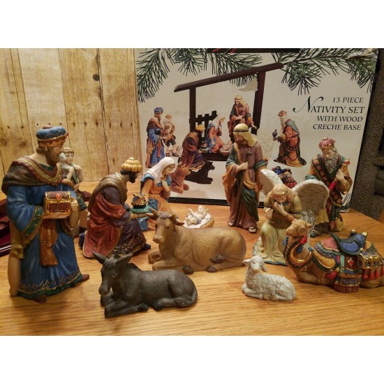 Christmas Kirkland Signature 12-Piece Porcelain Nativity (75177) Wood Creche