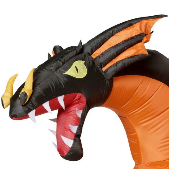 Gemmy Two-Headed Dragon Halloween Inflatable 7.5 ft Fire-Ice Animated Projection