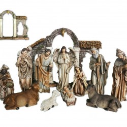 Holy Family Christmas Ornate Nativity Scene with Arch 12 Inch 11-Piece Set