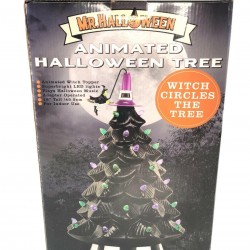 Mr Halloween Ceramic Tree animated musical lights Black 18” LED witch circles