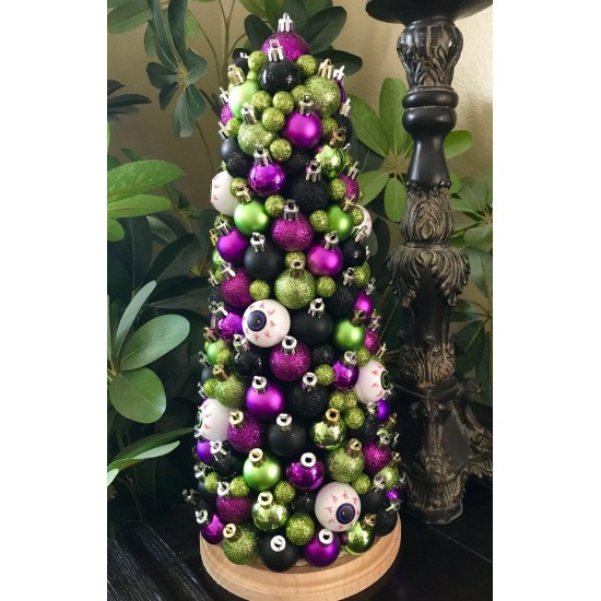 HANDMADE UNIQUE FANCY HALLOWEEN EYEBALLS GLITTERY TREE CENTERPIECE TABLE DECOR