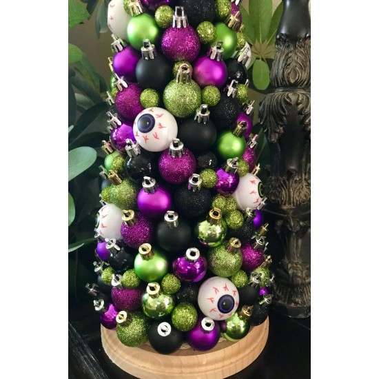 HANDMADE UNIQUE FANCY HALLOWEEN EYEBALLS GLITTERY TREE CENTERPIECE TABLE DECOR