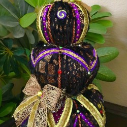 NEW FANCY HALLOWEEN 3 STACKED BEADED PUMPKINS TREE CENTERPIECE TABLE DECOR