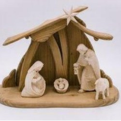 Solid Maple Nativity Scene with 4 Figurines and Removable baby Jesus