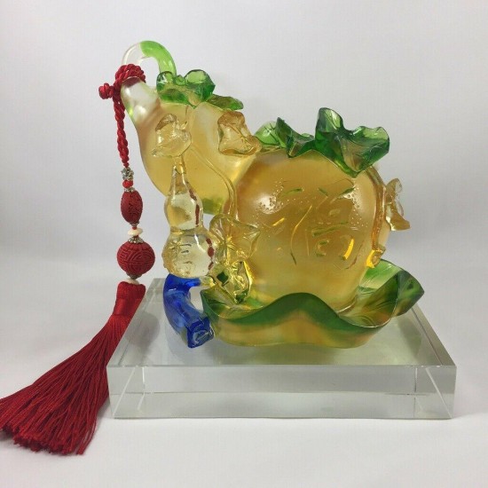 Amore Jewell Gourd bring Blessing & Wealth Fengshui Ornament Liuli Crystal Glass