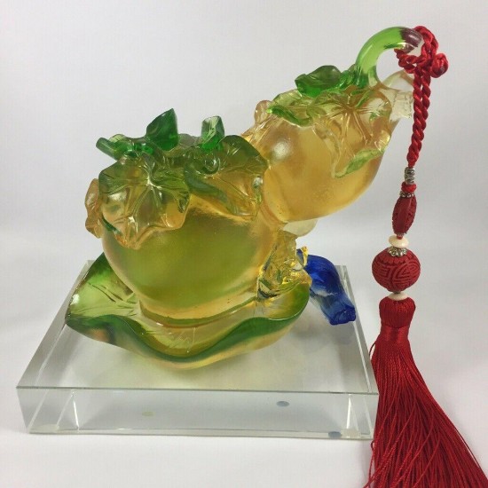 Amore Jewell Gourd bring Blessing & Wealth Fengshui Ornament Liuli Crystal Glass