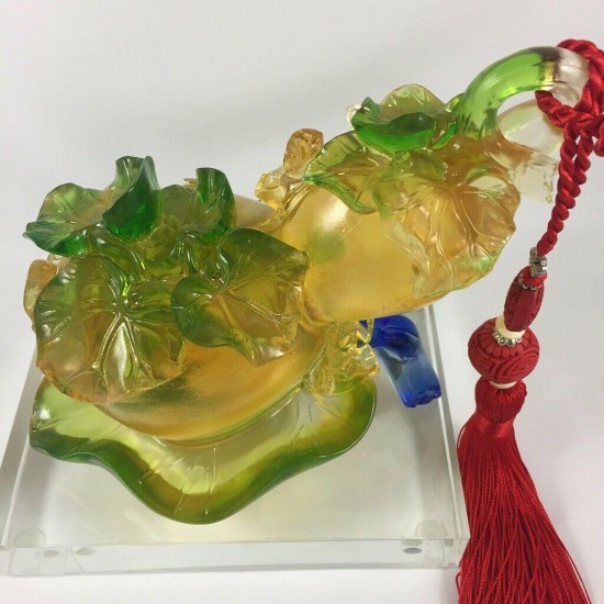 Amore Jewell Gourd bring Blessing & Wealth Fengshui Ornament Liuli Crystal Glass