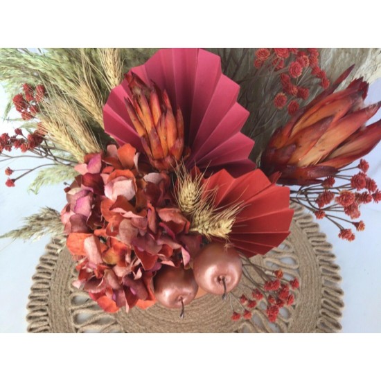 Fall Flower Arrangement, Thanksgiving Floral, Autumn Centerpiece, Dried Flowers