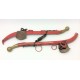 Matching Lot Red Wood Brass Sleigh Christmas Sled Harnesses Pair Decorative