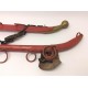 Matching Lot Red Wood Brass Sleigh Christmas Sled Harnesses Pair Decorative