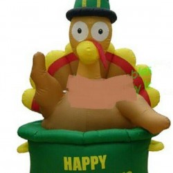 HALLOWEEN THANKSGIVING TURKEY IN POT  INFLATABLE AIRBLOWN  6 FT