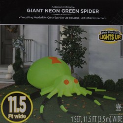 Halloween Gemmy 11.5 ft wide Giant Neon Green Spider Airblown Inflatable NIB