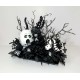 BLACK WHITE PUMPKINS SPIDERS HALLOWEEN DECORATION LARGE CENTERPIECE ARRANGEMENT