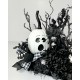 BLACK WHITE PUMPKINS SPIDERS HALLOWEEN DECORATION LARGE CENTERPIECE ARRANGEMENT