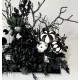 BLACK WHITE PUMPKINS SPIDERS HALLOWEEN DECORATION LARGE CENTERPIECE ARRANGEMENT