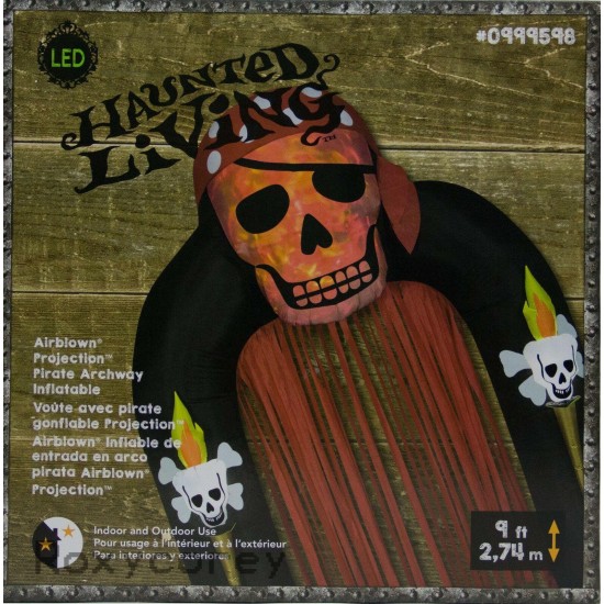 Gemmy Halloween Haunted Living 9 ft Projection Pirate Archway Inflatable NIB