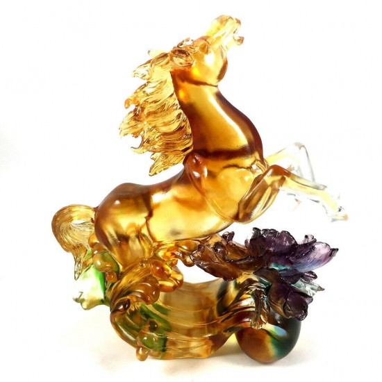 Amore Jewell Wealth & Happiness Horse home decoration gift Liuli Crystal Glass