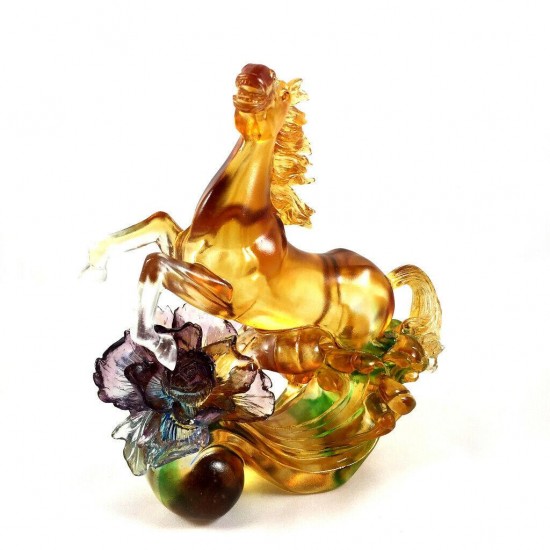 Amore Jewell Wealth & Happiness Horse home decoration gift Liuli Crystal Glass