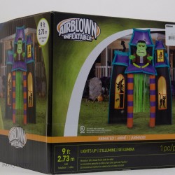 Halloween Gemmy 9 ft Lighted Animated Haunted House Archway Airblown Inflatable