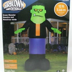 New 12 Ft Green Monster Tooth Frankenstein Gemmy Inflatable Halloween Lights Up