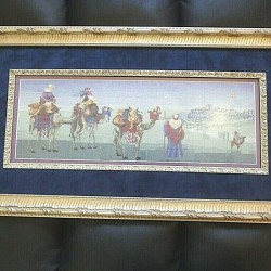 Christmas Three Wise Men Bethlehem Picture Cross-stitch Matted Ornate Framed