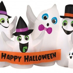 Extra Large 9 Foot Blow Up Halloween Inflatable Lighted Ghosts Happy Hallowee...