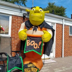 GEMMY SHREK OGRE AIRBLOWN INFLATABLE HALLOWEEN 8 FT  With BANNERS.