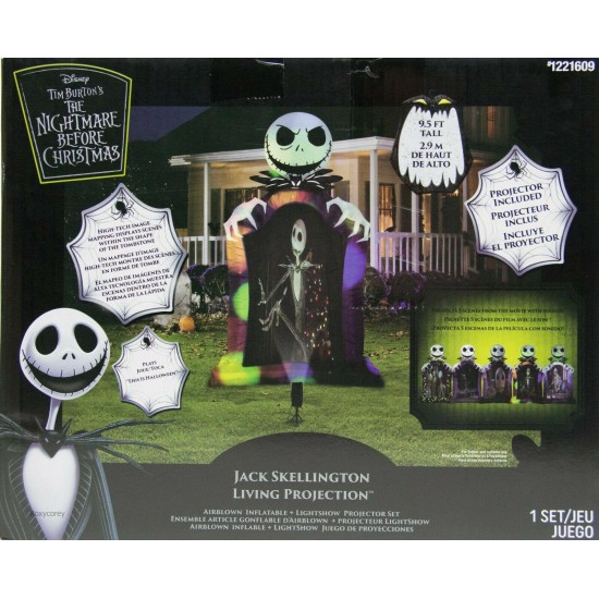 Gemmy Disney 9.5 ft Jack Skellington Living Projection Halloween Inflatable