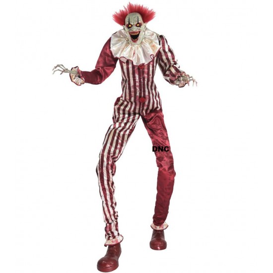 6.5 Ft Halloween Towering Creepy Carnival Clown Animatronic Haunted House Prop