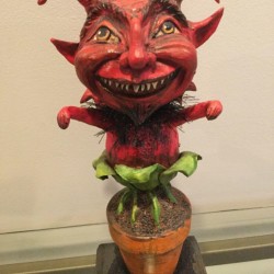 9”  Debra Schoch Original Potted Devil Halloween Piece 2012