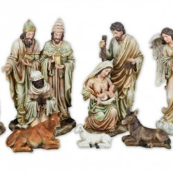 Holy Family Christmas Ornate Nativity Scene Light Colored 18 Inch 11-Piece Set