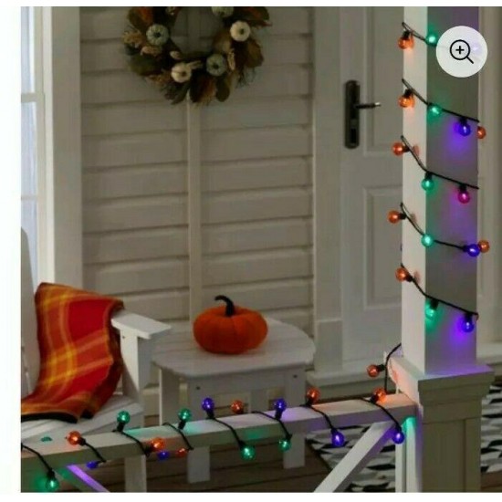 3 Rolls of Halloween 70 LED Globe Lights, Purple, Orange, Green, 21’