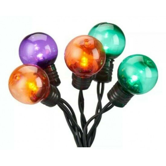 3 Rolls of Halloween 70 LED Globe Lights, Purple, Orange, Green, 21’