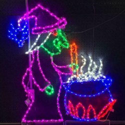 Halloween Witch With Cauldron Outdoor LED Lighted Decoration Steel Frame