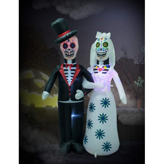 Day of The Dead Couple Halloween Inflatable LED Lights Decor Outdoor Holiday