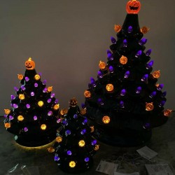 NEW 13” 8” 6” Ceramic Haunted Black Halloween Tree Pumpkin Lighted Spooky Sounds