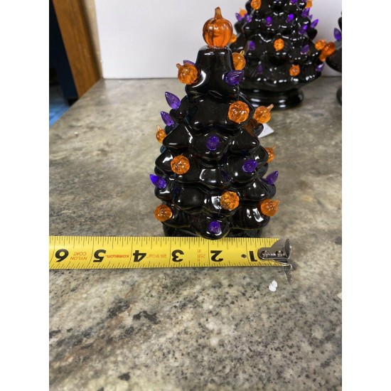 NEW 13” 8” 6” Ceramic Haunted Black Halloween Tree Pumpkin Lighted Spooky Sounds