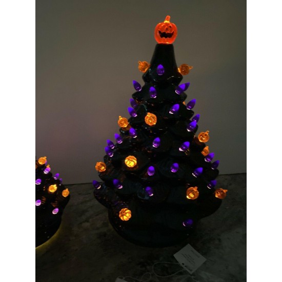 NEW 13” 8” 6” Ceramic Haunted Black Halloween Tree Pumpkin Lighted Spooky Sounds