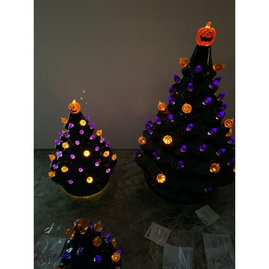 NEW 13” 8” 6” Ceramic Haunted Black Halloween Tree Pumpkin Lighted Spooky Sounds