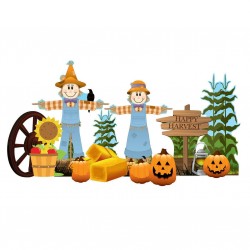 FALL HARVEST - YARD SIGN SET - BRAND NEW - OUTDOOR PLASTIC DECORATION 2630