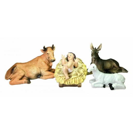 Nativity Set - 11 Pcs - Baby Jesus, Mary, Joseph, Shepherd, 3 Kings, Cow, Donkey