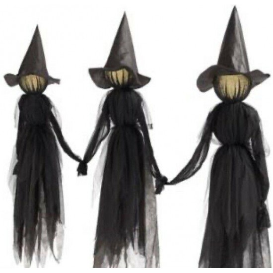 Set of 3 Halloween Haunted House Indoor Outdoor Glowing Face Witches Props