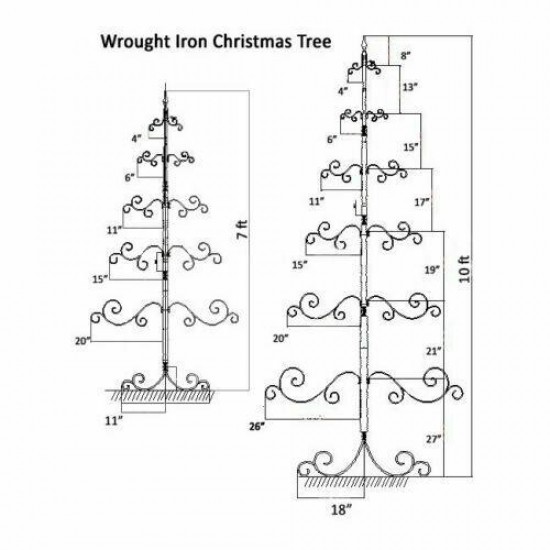 10 FOOT Metal Tree Alternative Ornament Display, Christmas Holiday, 6 tier level