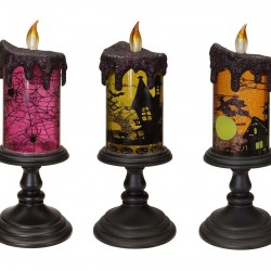 Decorative Glitter Halloween Tornado Candle (Set of 3) 10.5